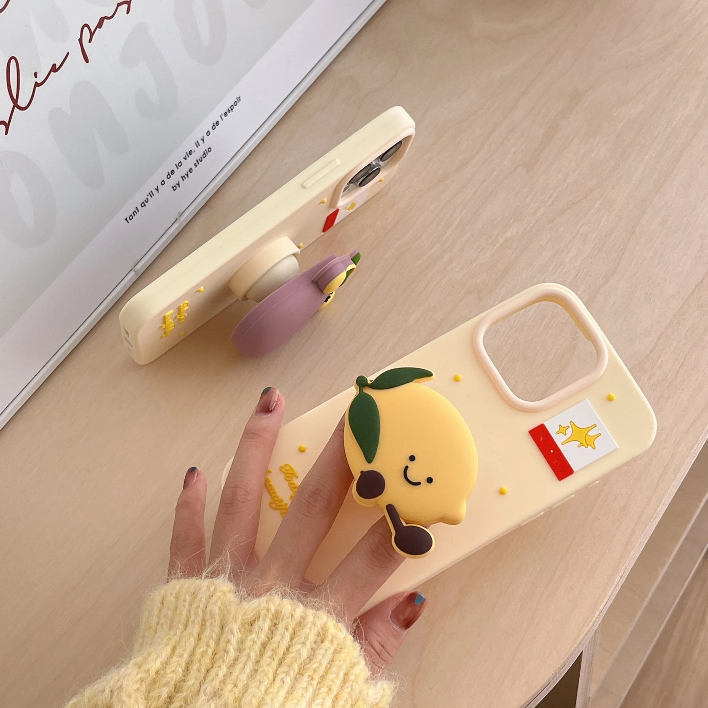 Silicone Eggplant Cherry Cartoon iPhone Case