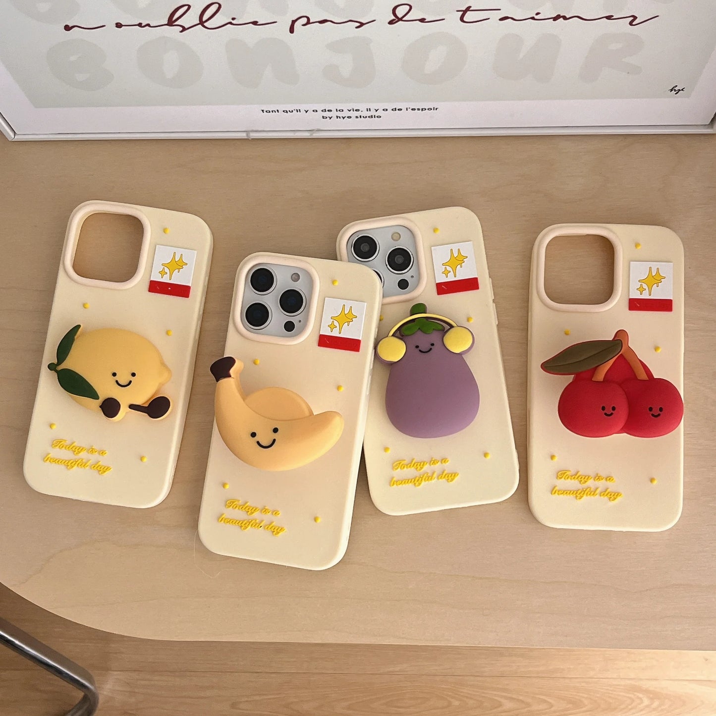 Silicone Eggplant Cherry Cartoon iPhone Case
