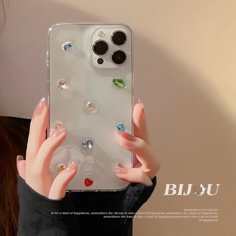 3D Cartoon Cute Color Rhinestones Phone Case