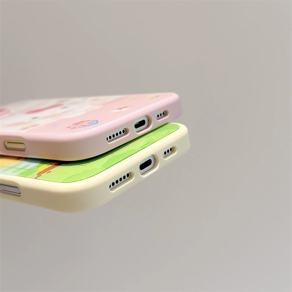 Luxury Liquid Tempered Glass Cute Hello Kitty Phone Case
