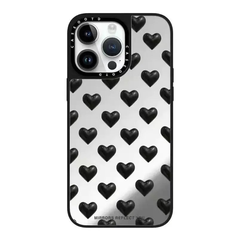 Liquid Metal Round Ball Love Heart Phone Case