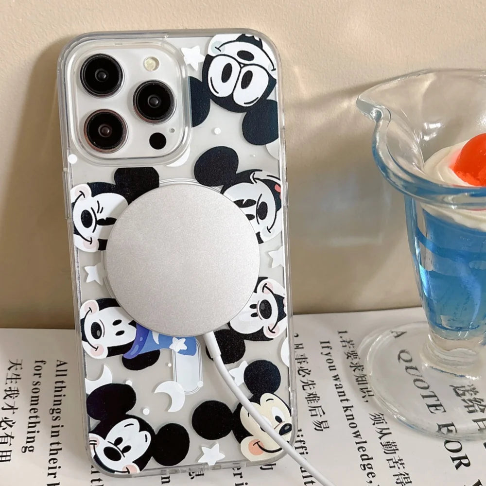 Cute Cartoon Colorful Mickeys Magnetic Clear Phone Case