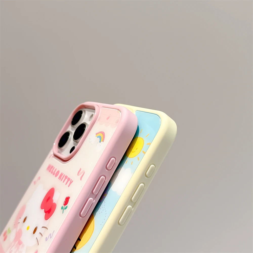 Luxury Liquid Tempered Glass Cute Hello Kitty Phone Case