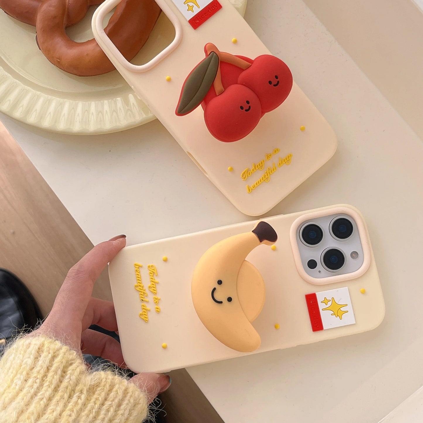 Silicone Eggplant Cherry Cartoon iPhone Case