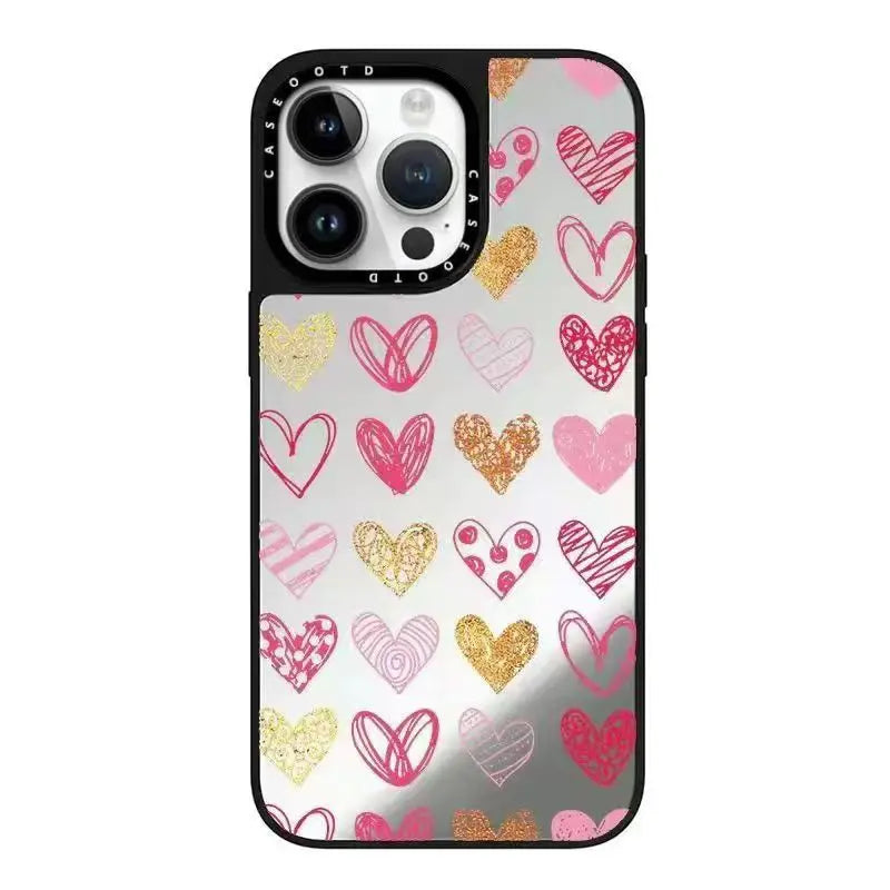 Liquid Metal Round Ball Love Heart Phone Case