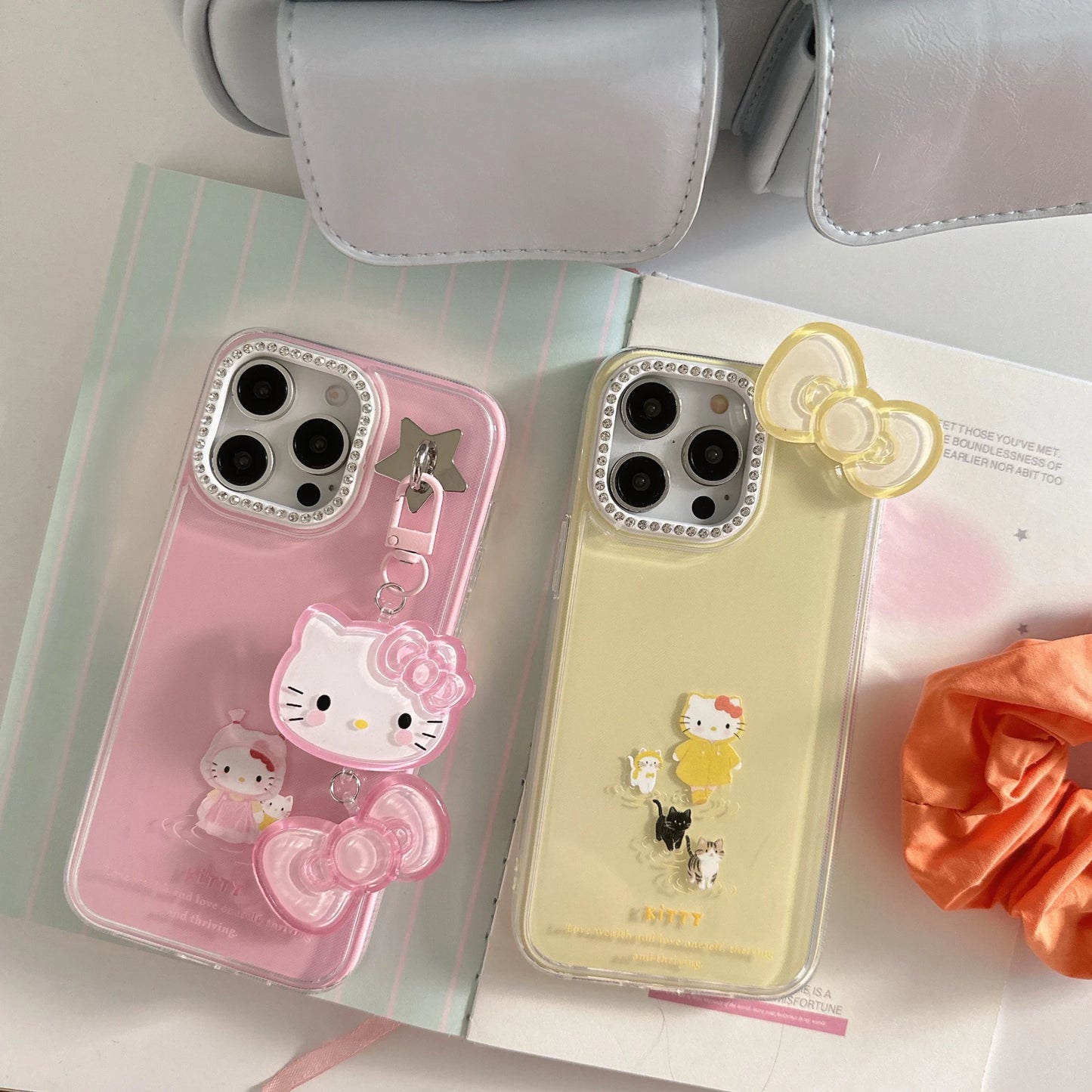 Cute Cartoon Pink And Yellow Raincoat Kitty Phone Case