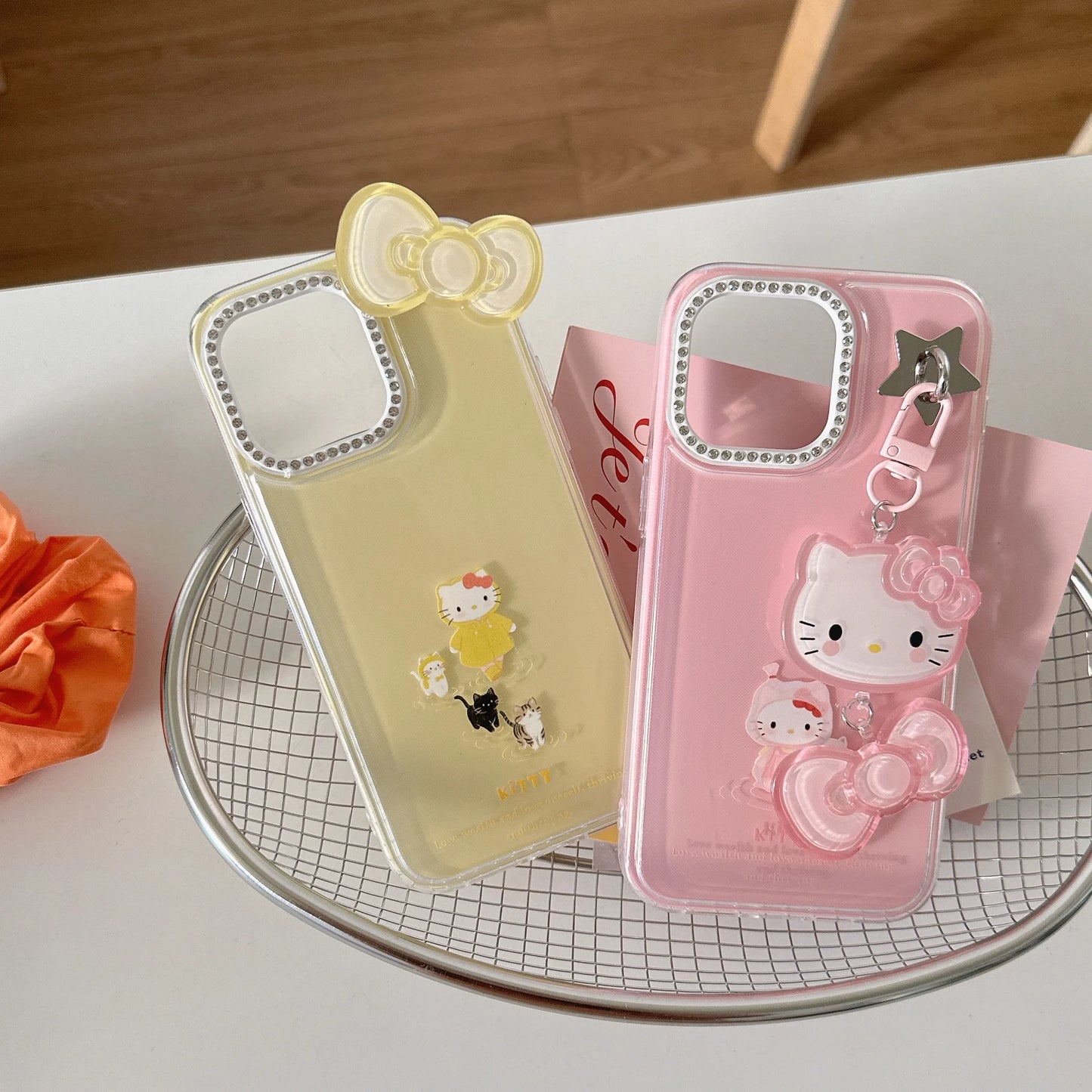 Cute Cartoon Pink And Yellow Raincoat Kitty Phone Case