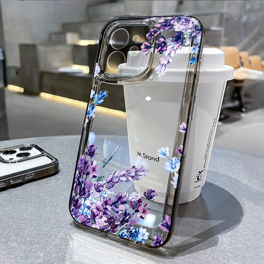 Purple Flower Phone Case Shockproof Silicone Soft Cover
