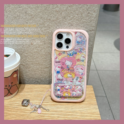 Girls Favorite Bling Bling Hello Kitty Frame Mirror Shell bracket Phone Case