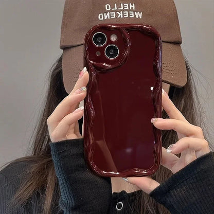 Transparent Cream Shockproof Case with Wave Pattern