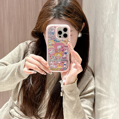 Girls Favorite Bling Bling Hello Kitty Frame Mirror Shell bracket Phone Case