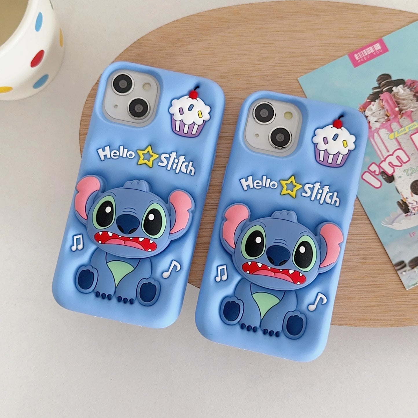 New Style Plush Disney For Stitch Silicone Gel Shell Bracket Phone Case