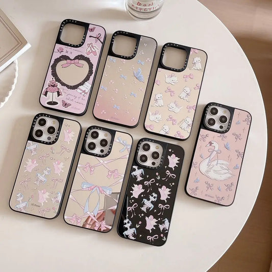 Forest Morning News Series Cat Swan Bow Tie Phone Case
