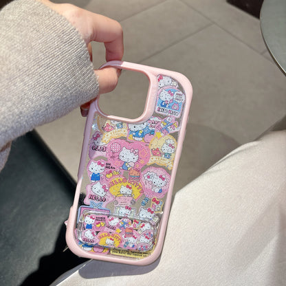 Girls Favorite Bling Bling Hello Kitty Frame Mirror Shell bracket Phone Case